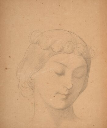 Etude de visage de jeune fille couronnée pour l’église Saint-Germain l’Auxerrois à Paris