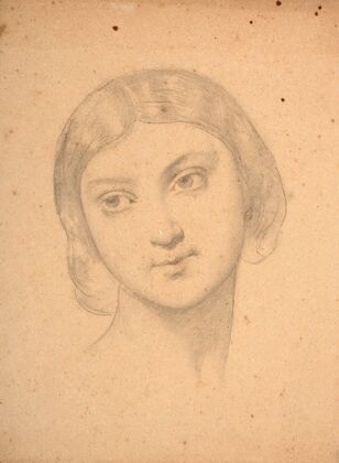 Etude de visage de jeune fille pour le décor de l’église Saint-Germain l’Auxerrois à Paris