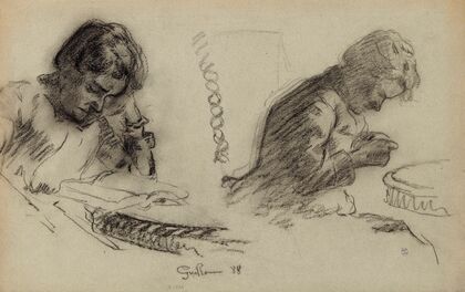 Etude d’une femme lisant et d’une femme cousant (1888)