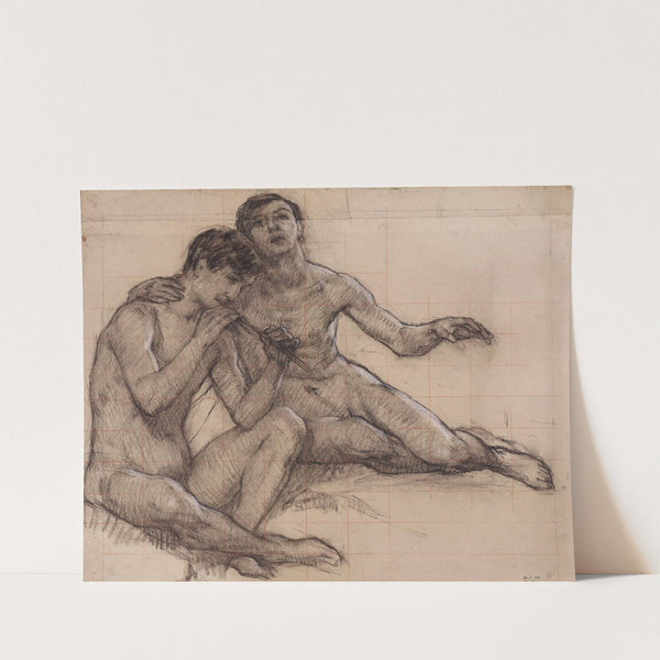 Etude pour le tableau L’Automne Deux hommes nus assis (1914) by Maurice Berthon