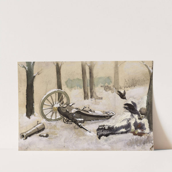 Etude pour le tableau Steppe russe Homme blessé dans la neige près d&#8217;un canon brisé (1898) by Arthur-Joseph Gueniot