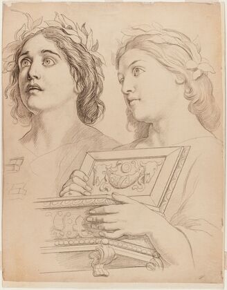 Etude pour Saint Gervais et saint Protais refusant de sacrifier aux idoles Jeunes femmes présentant un coffret (1864-1867) — size preview