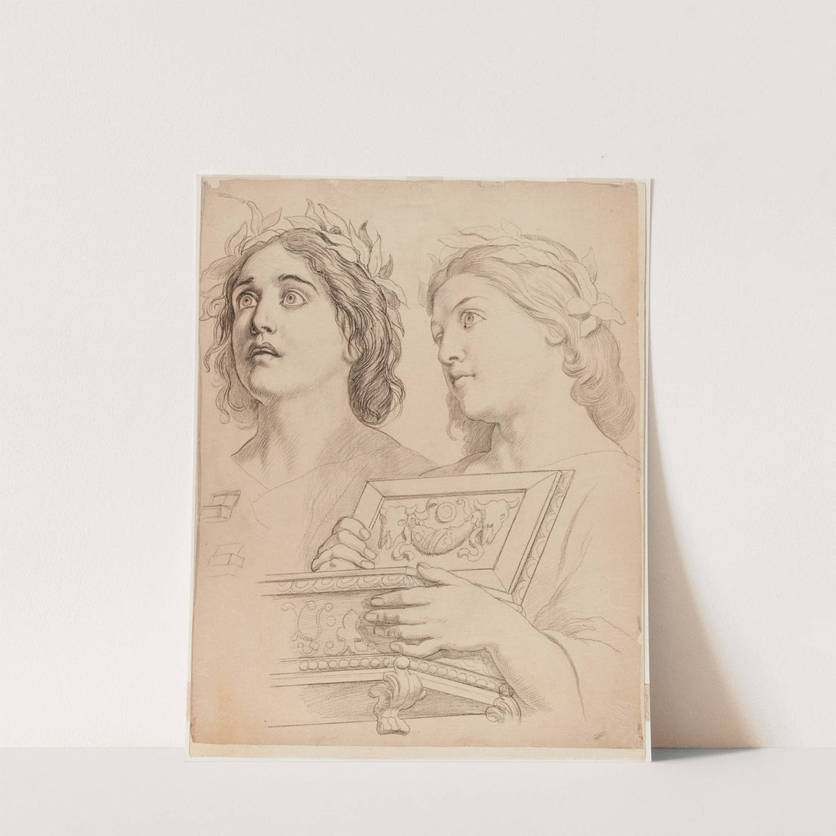 Etude pour Saint Gervais et saint Protais refusant de sacrifier aux idoles Jeunes femmes présentant un coffret (1864-1867) by Alexandre Hesse