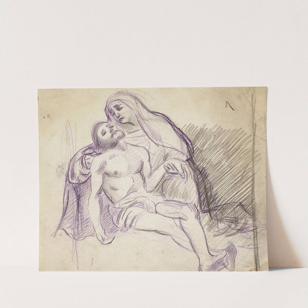 Etude pour une Piétà la Vierge tient la main gauche du Christ by Arthur-Joseph Gueniot