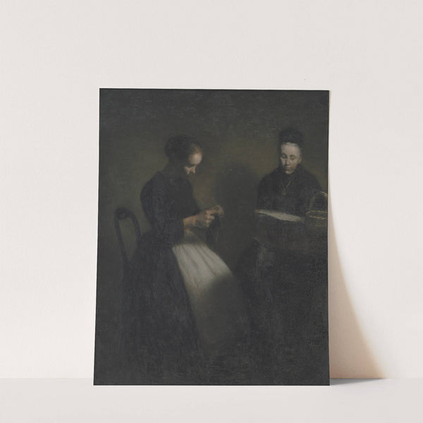 Evening in the Drawing Room. The Artist&#039;s Mother and Wife by Vilhelm Hammershøi