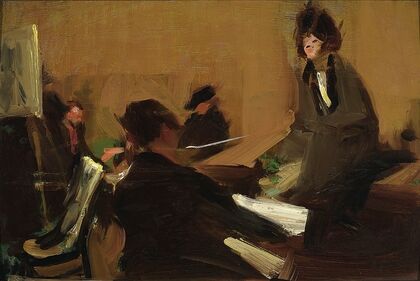 Evening in the studio, sketch (1906)