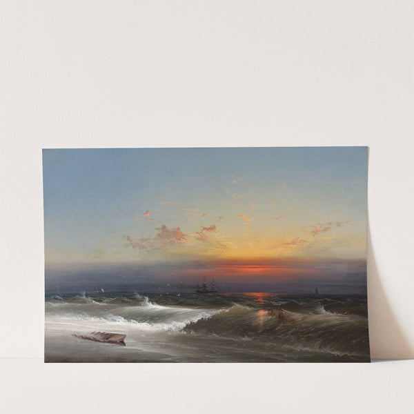 Evening on the Seashore (Sunset Breakers Philadelphia Harbor) by James Hamilton