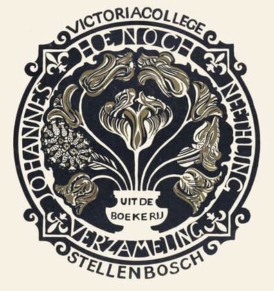 Ex libris van de Johannes Henoch Neethling verzameling ondergebracht bij Victoria College in Stellenbosch (1909)