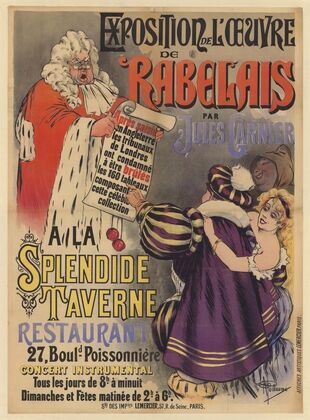 Exposition de l’oeuvre de Rabelais par Jules Garnier à la Splendide Taverne, restaurant (1890)