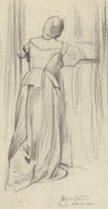 F.l. portrait of woman with back to viewer, at window