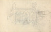 Facade of a House and Sketch of a Man With a Cane