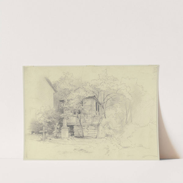 Fachwerkhäuschen auf einem Friedhof by Jakob Becker
