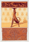 Faisans et renard, frise cuivre découpé. Chien, chandelier. Abeilles, semis. Renards, écureuils et oiseaux, jardiniere cuivre repoussé
