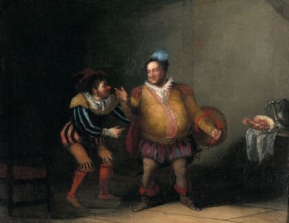 Falstaff mocking Bardolph’s nose (1820s)