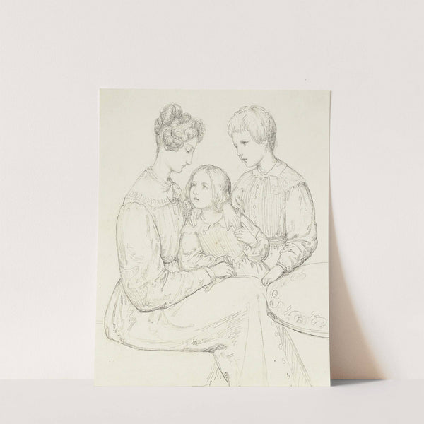 Familienbild; Sitzende Mutter mit Sohn und Tochter by Marie Ellenrieder