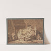 Familienszene im Inneren eines Bauernhauses by Jacques François Amand