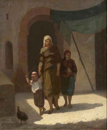 Famille orientale rabattant un volatile (1866)