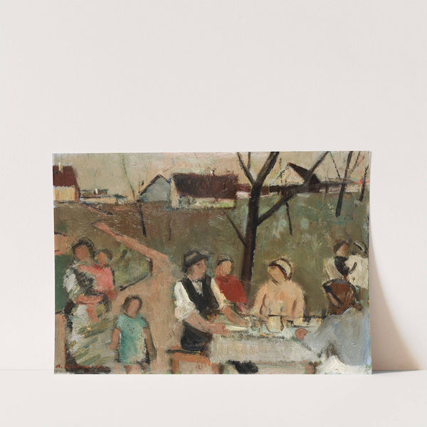 Family At The Table Outdoors by Arnold Fiechter
