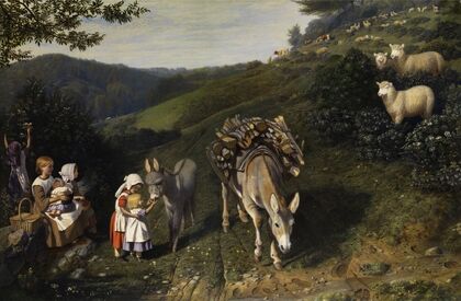 Family in idyllic countryside (1856)