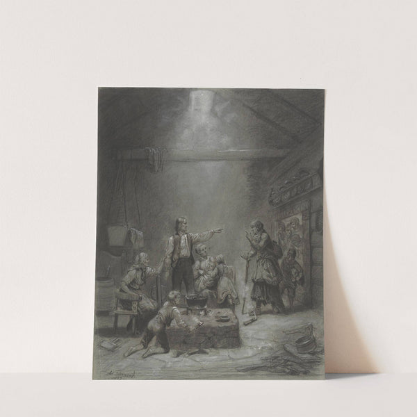 Fantefølge i en bondestue (1852) by Adolph Tidemand