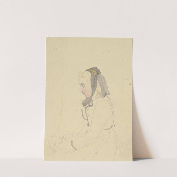 Farm girl in profile by Jakob Becker