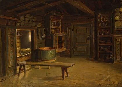 Farm Interior from Gulsvik in Hallingdal (1848)