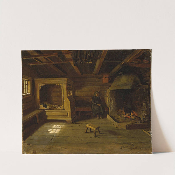 Farm Interior from Skjønne in Numedal (1848) by Adolph Tidemand