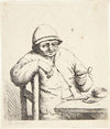 Farmer, sitting at a table with a pipe in his hand