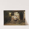 Farmer’s wife sitting in front of the house by Johann Sperl