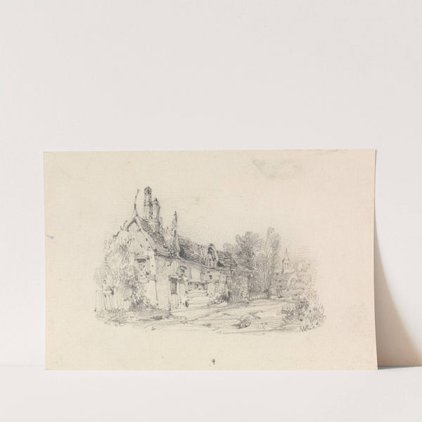 Farmhouse with Church in Distance by William Callow