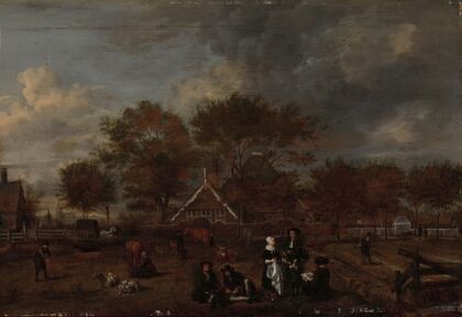 Farmstead with the Gentleman Farmer and his Wife and the Painter in the foreground