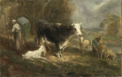 Farmyard with Cattle (1849)