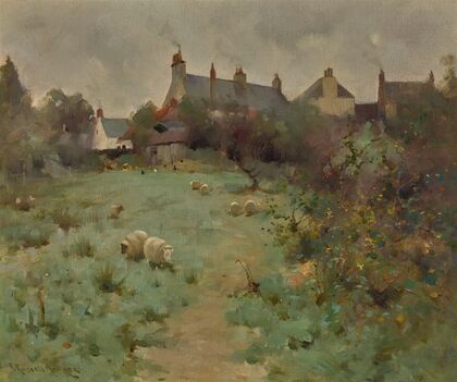 Farmyard With Sheep Grazing