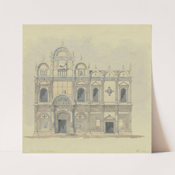 Fassade der Scuola Grande di San Marco in Venedig (1850) by Friedrich Wilhelm Ludwig
