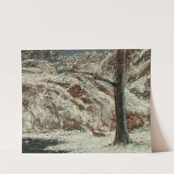 Fawn in the snow in the woods (1865-1877) by Gustave Courbet
