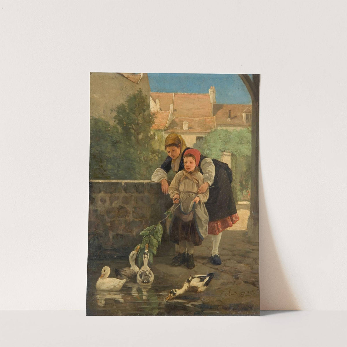 Feeding The Ducks (1878) by Charles-Bertrand d'''Entraygues