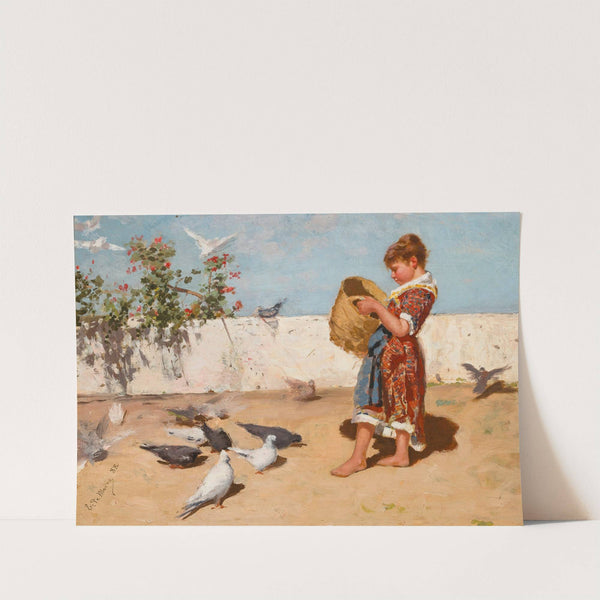 Feeding the pigeons (1888) by Ettore De Maria Bergler