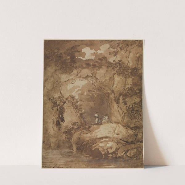 Felshang mit Grotte und Soldaten über einem Gewässer (1764) by Hubert Robert