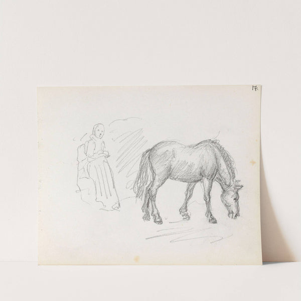 Female figure and horse (between 1865 and 1872) by Adolph Tidemand