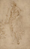Female Figure with a Tibia, and Ornamental Studies