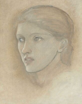 Female head study, looking to the right, for ‘The Golden Stairs’