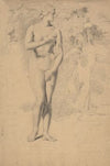 Female nude, head turned to left, seen from the front