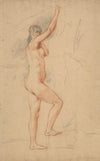 Female nude, right arm upraised