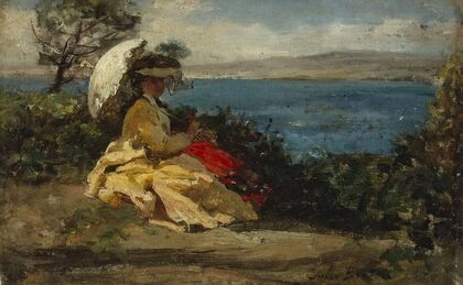 Femme Ã  l’ombrelle, baie de Douarnenez