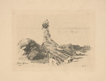 Femme assis sur un rocher (Woman sitting on a rock) (1874)