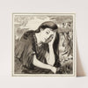 Femme assise, aux cheveux longs, la tête appuyée dans la main gauche by Arthur-Joseph Gueniot
