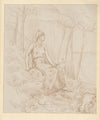 Femme assise dans un paysage