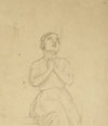 Femme assise, mains jointes au recto