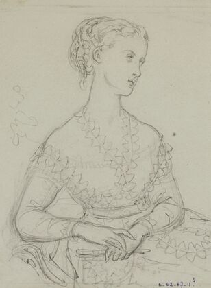 Femme assise tenant un éventail replié (1868)