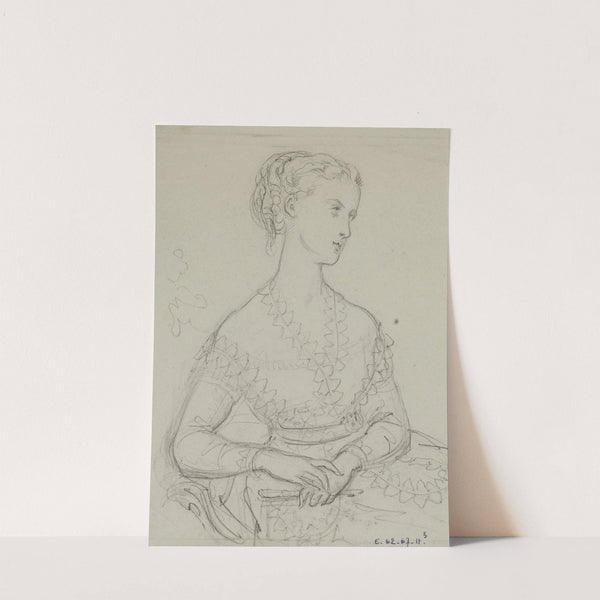 Femme assise tenant un éventail replié (1868) by Anaïs Colin-Toudouze